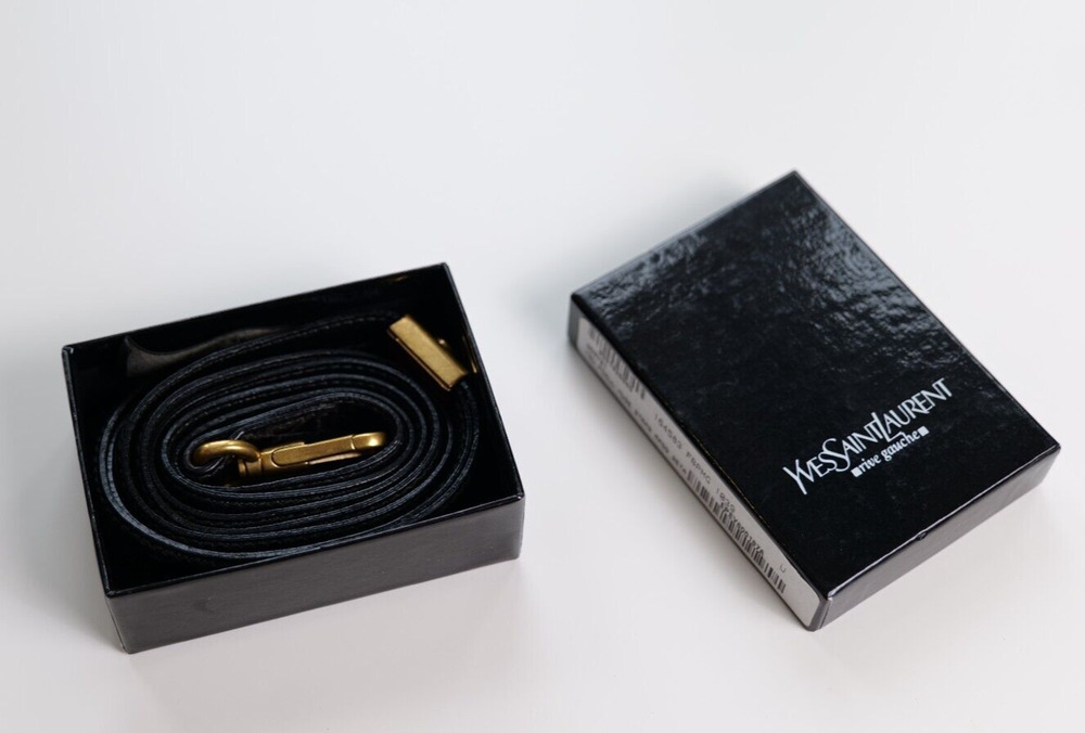 Yves Saint Laurent (YSL) Vintage Black Leather Dog Leash